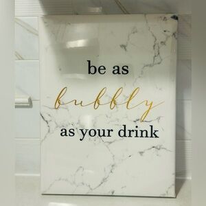 Marble Wall Art with Gold and Black Text